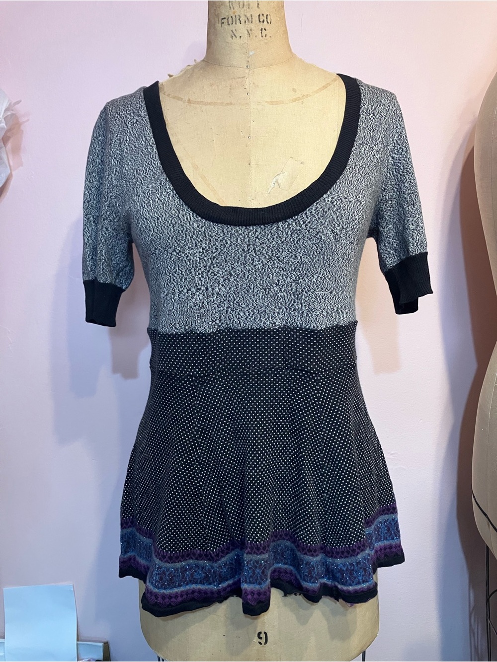 Free People high waist flared thin sweater knit top